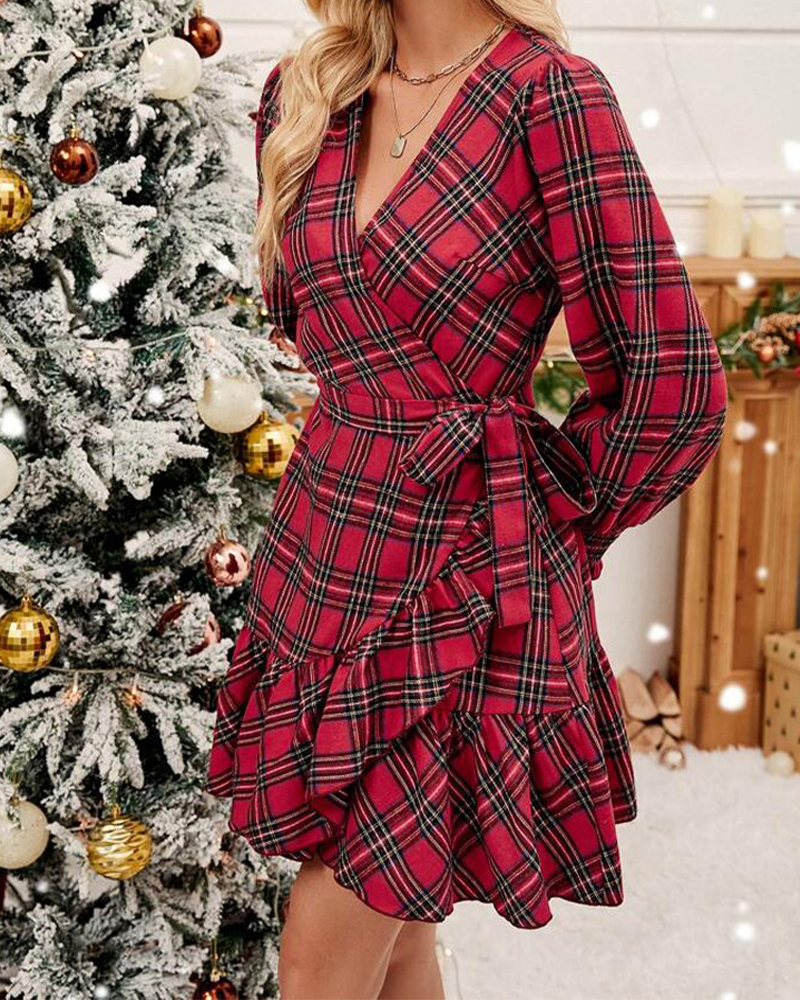 Drune | Weihnachts V-Ausschnitt Schwingkleid