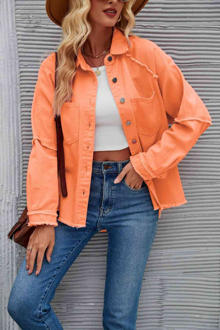 Drune | Raw Hem Kragen Denimjacke