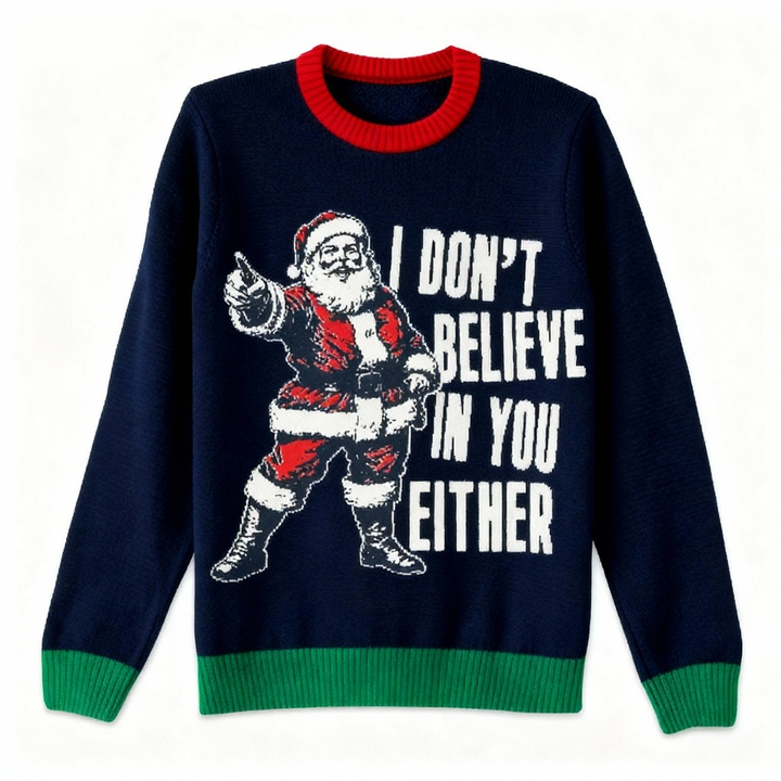 Drune | Null Scham, Alles Spiel: Lustiger Santa Print Hässlicher Weihnachtspullover