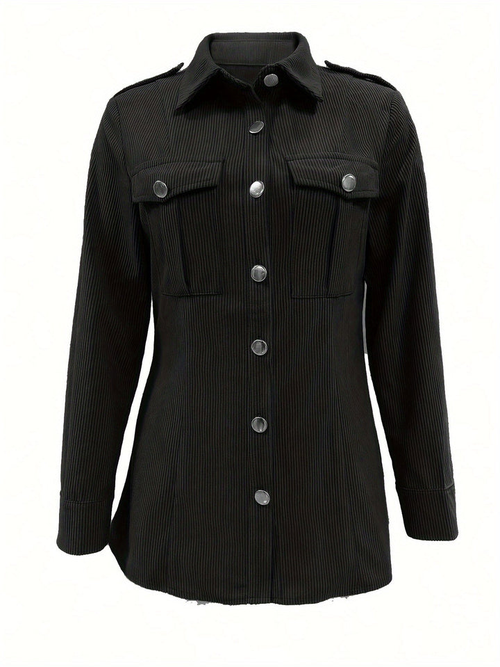 Drune | Lete Jacke Aus Cord mit Druckknöpfen Polyester Lässig und Trendy