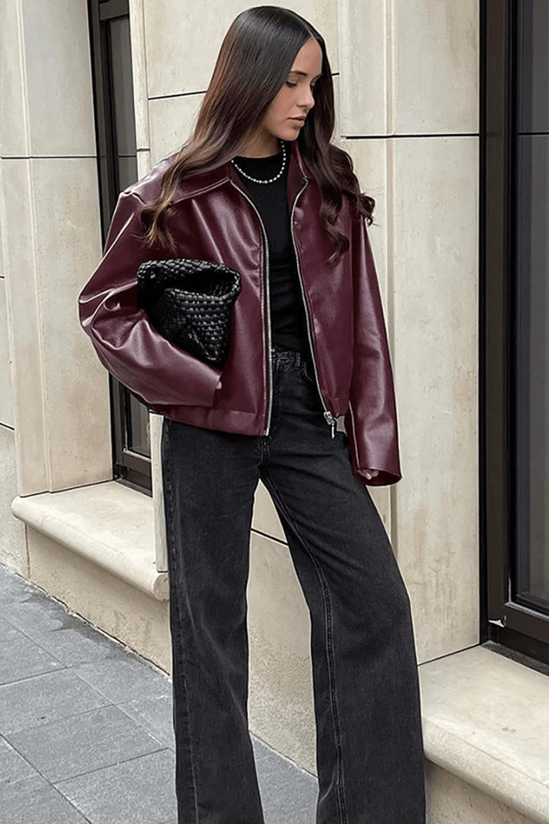 Drune | Kurze Kunstlederjacke