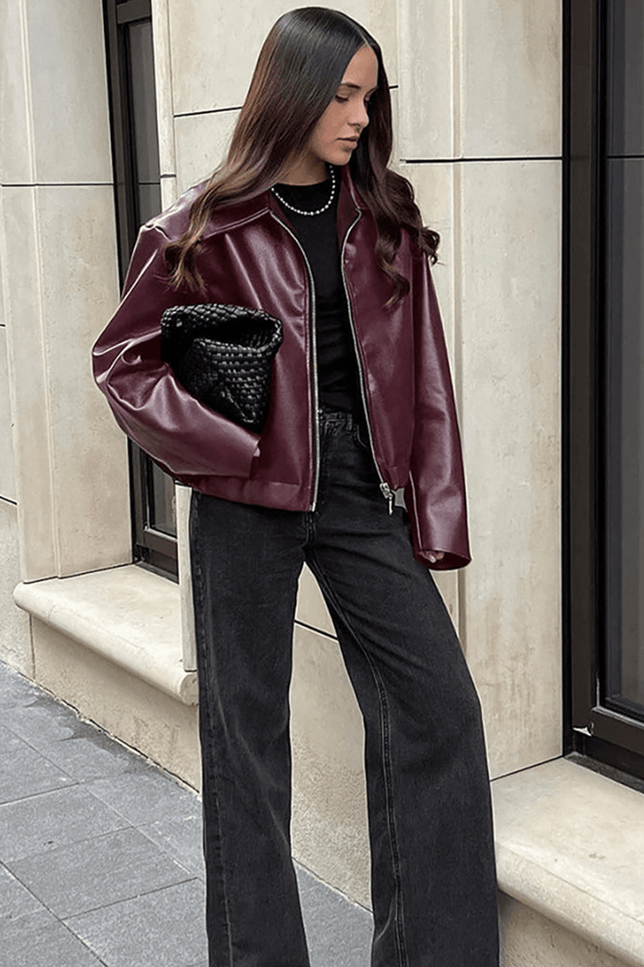 Drune | Kurze Kunstlederjacke