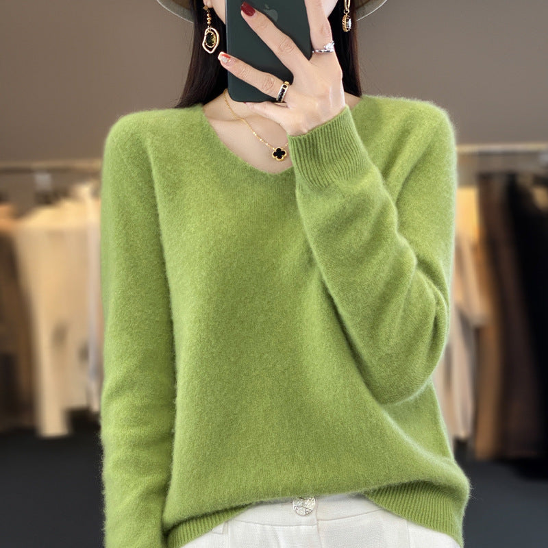 Drune | Lockere Damenpullover mit V-Ausschnitt für Herbst und Winter