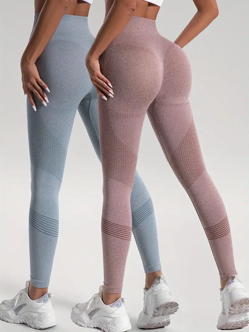 Drune | 2 Stk. Sport Leggings für Yoga und Fitness Einfarbige Farbe mit Hohem Stretch.