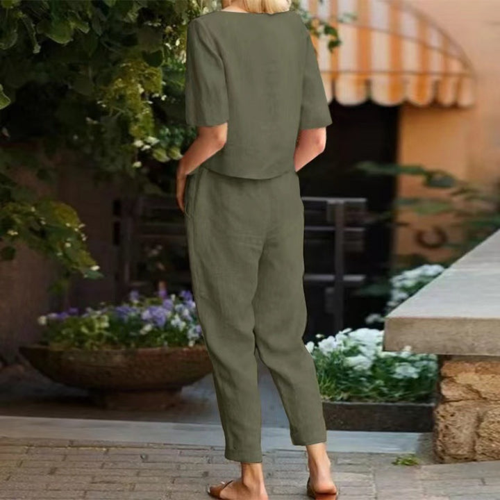Drune | Übergroße Bluse Hose mit weitem Bein Retro zweiteiliges Set