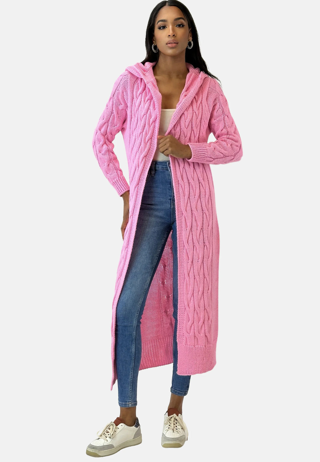 Drune - Lange Strickjacke mit Kapuze