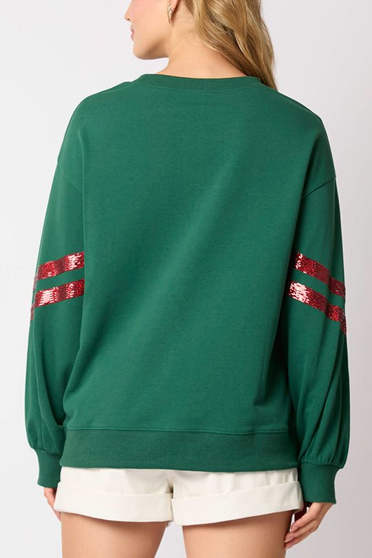 Drune | Weihnachts-Pailletten-Rundhals-Lässiger Sweatshirt