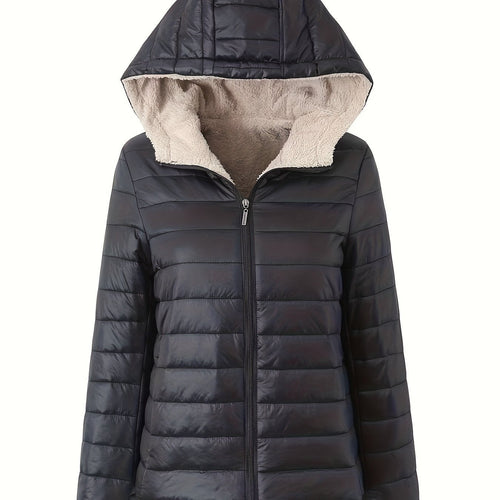 Drune | Wärme Puffjacke mit Reißverschluss und Futter Aus Kunstfell