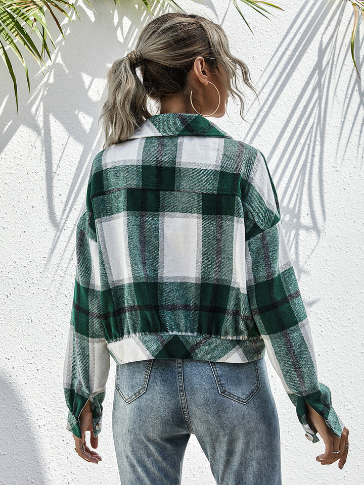 Drune | Karo Gefallen Schulter Shirtjacke