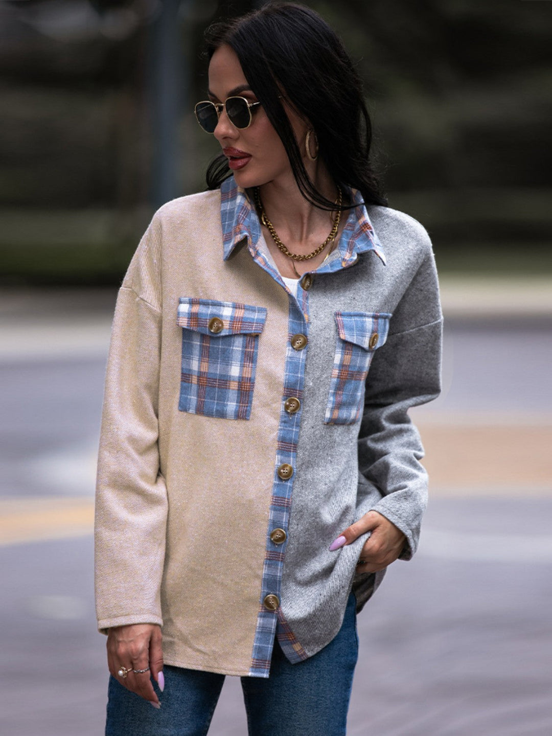 Drune | Karo Kontrast Drop Shoulder Shacket