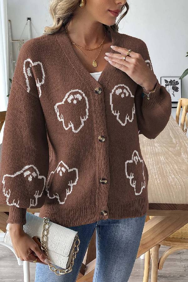 Drune | Lockere lässige Cartoon Jacquard-Jacke