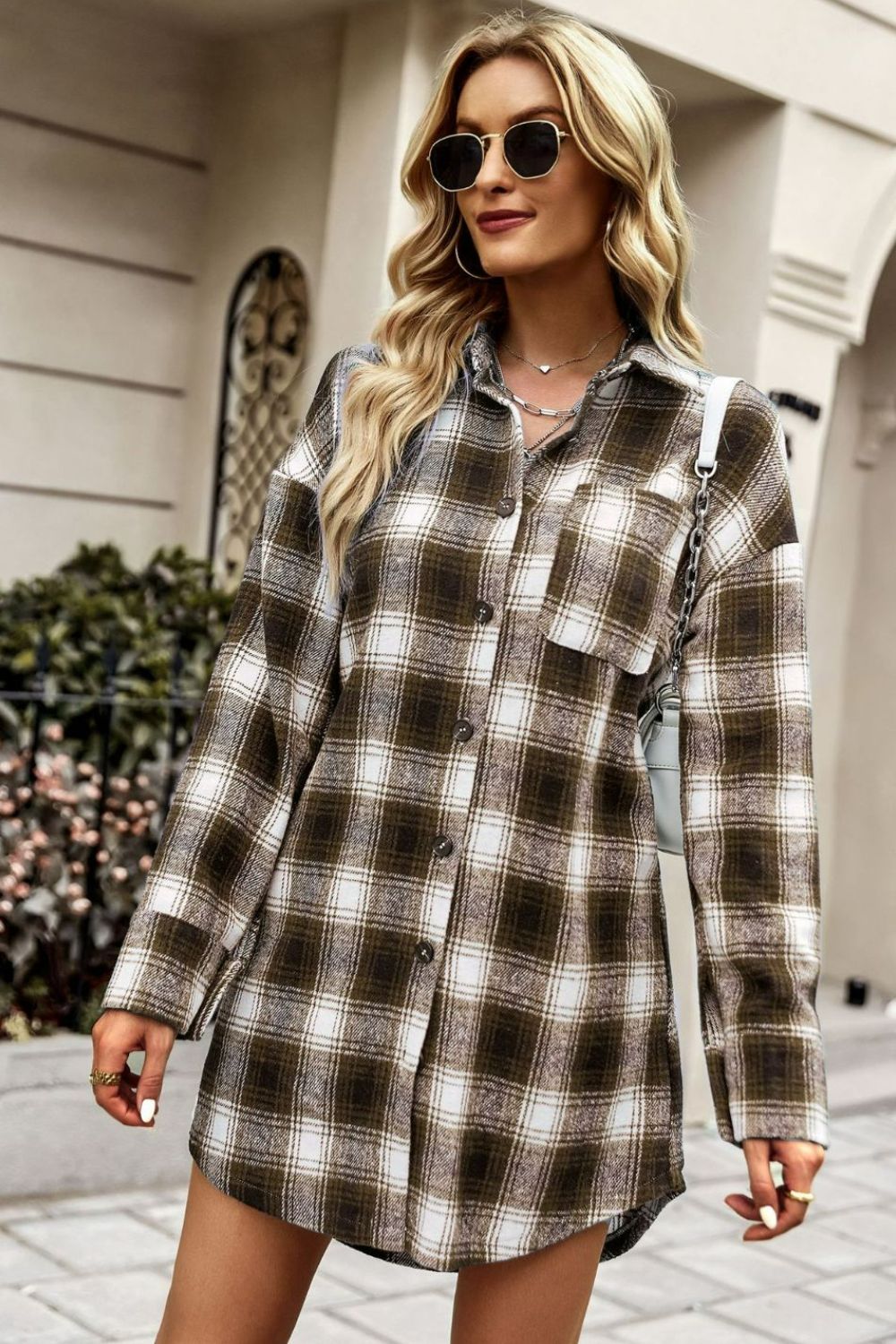 Drune | Karierte Kurze Hemdjacke mit abgerundetem Saum