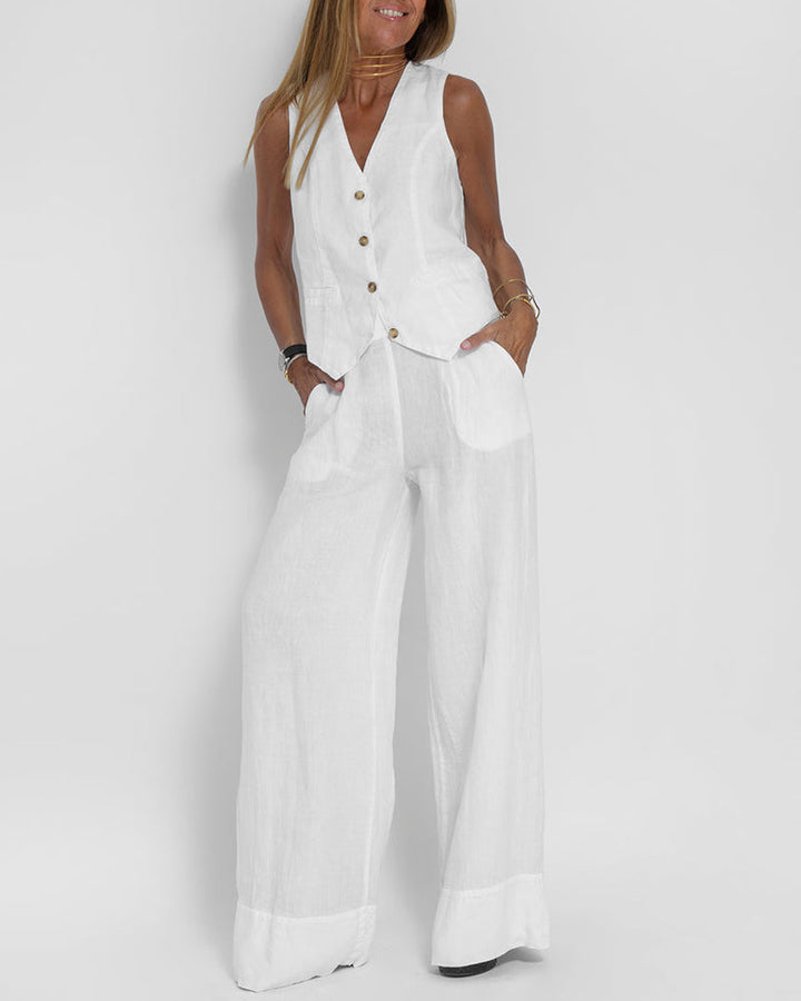 Drune | Damen Elegantes 2-teiliges Leinenset