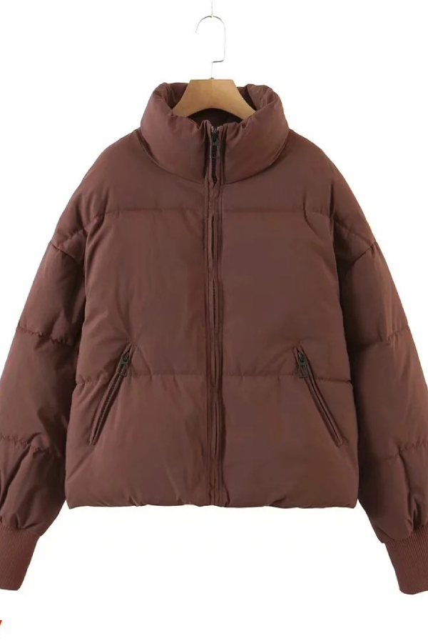 Drune | Kragen Reißverschluss Tasche Dick Warm Baumwolljacke
