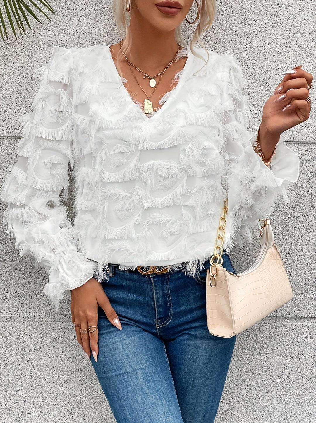 Drune | Elegantes Top mit Fransen-details Polyester Stilvoll und Bequem