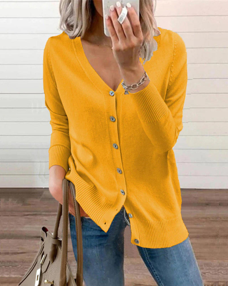 Drune | Gestrickte Top mit Knopfverschluss und V-Ausschnitt Für Damen