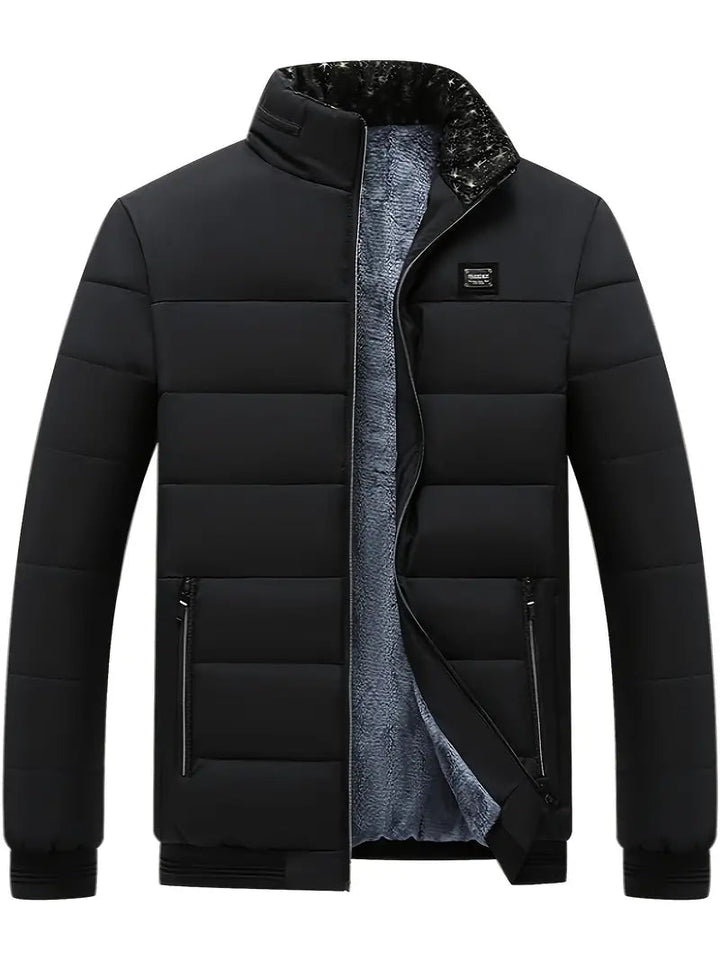 Drune | modische Jacke für Herren mit Stehkragen - dicker und warmer Wintermantel mit Samtfutter