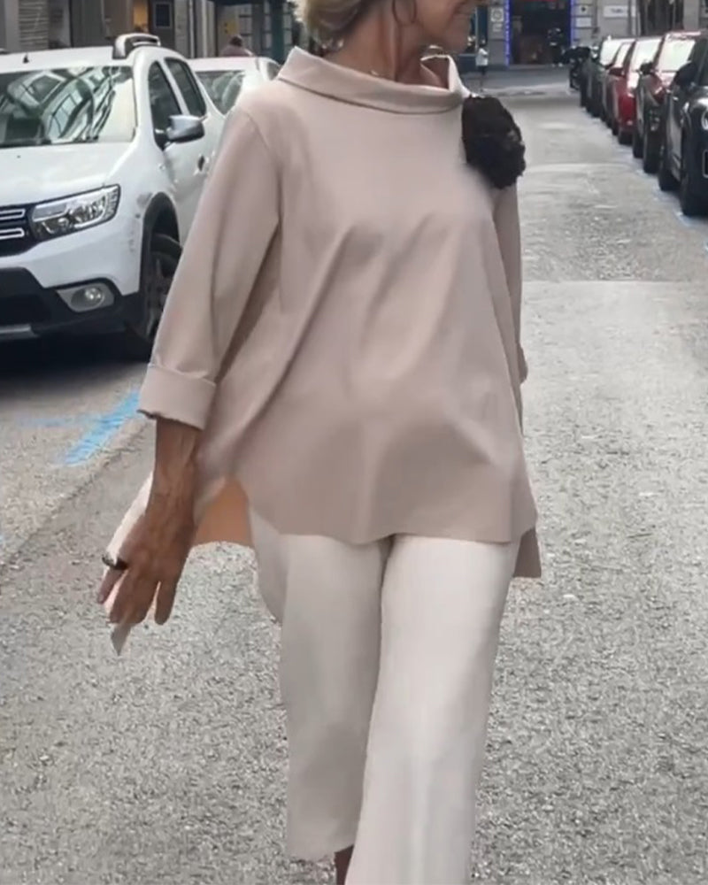 Drune | Bluse mit Asymmetrischem Schnitt und Langen Ärmeln