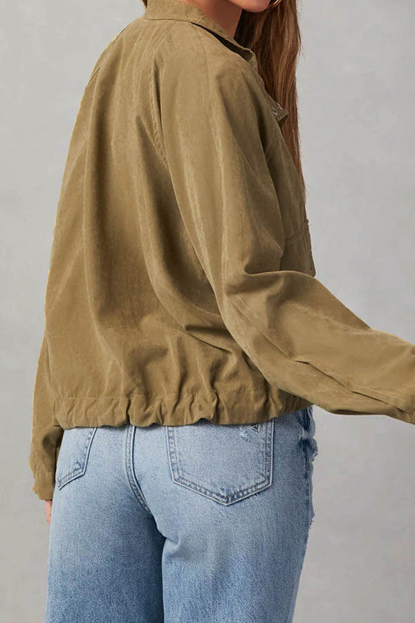 Drune | kariert Revers Mehrknopf-Zwei-Taschen-Midi-Jacke