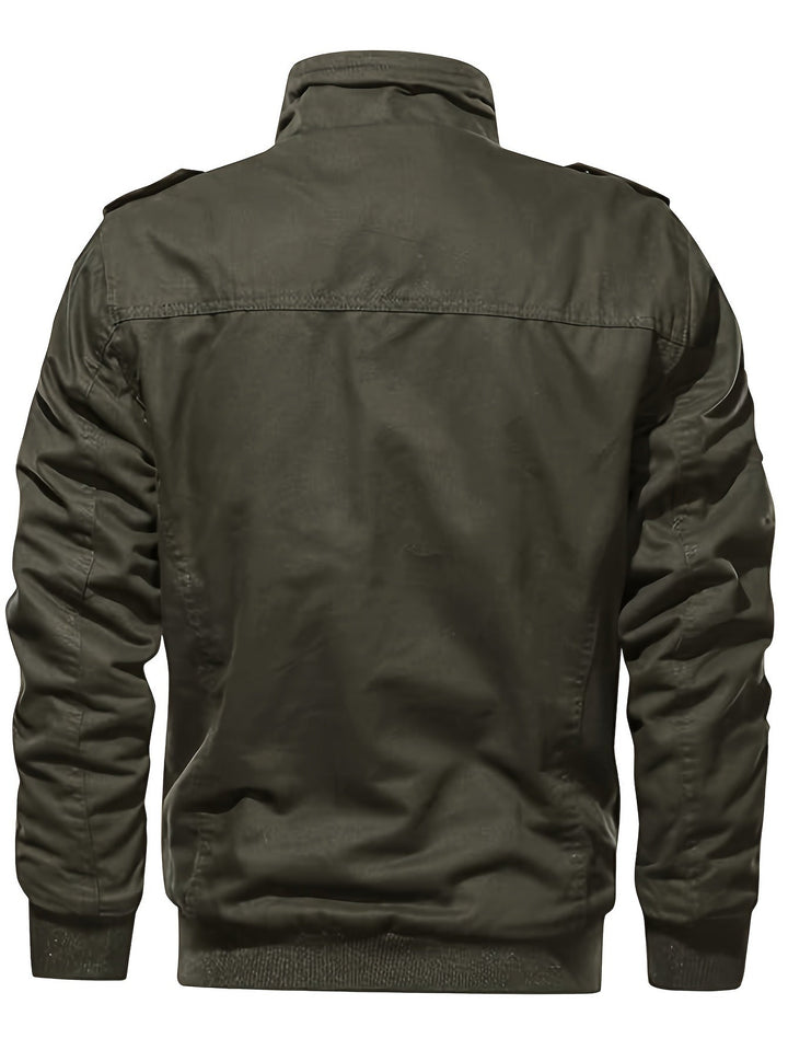 Drune | Langarm Reißverschluss Retro Stehkragen Winterjacke Für Herren - Perfekt für Freizeit