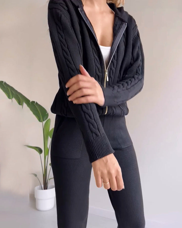 Drune | Lässiger Twist-Jacquard-Zweiteiler
