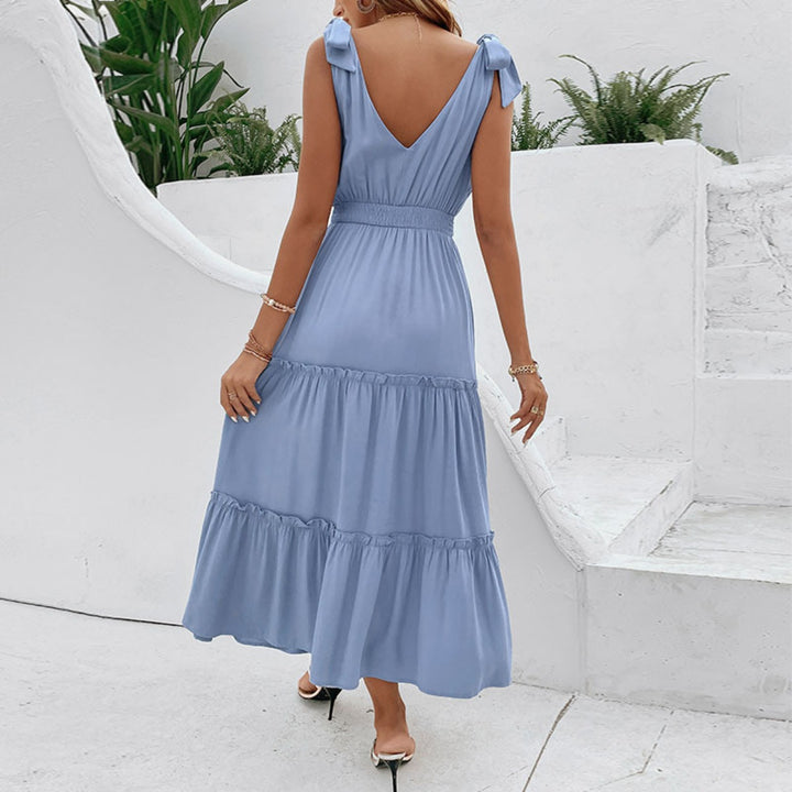 Drune | Solide Farbe Strumpfhalter Pilz Rand hohe Taille Kleid