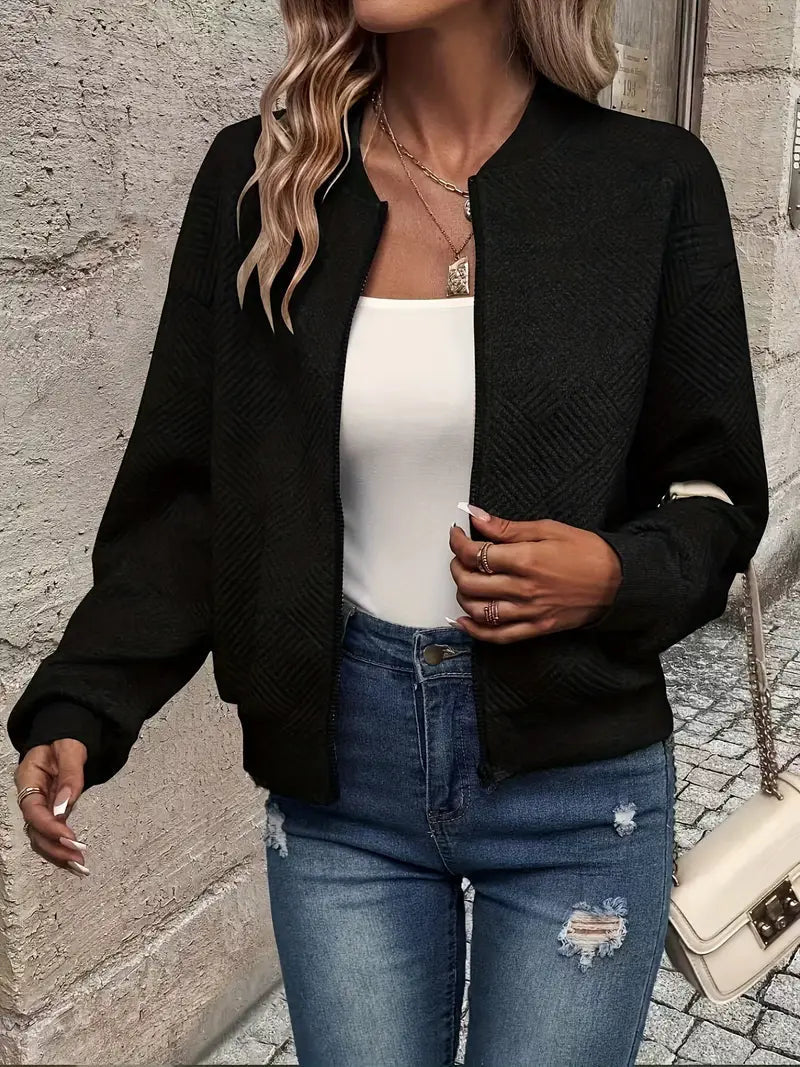 Drune | Cardigan - Damen Herbst Zip-Up Texturierter Cardigan mit Rippbund
