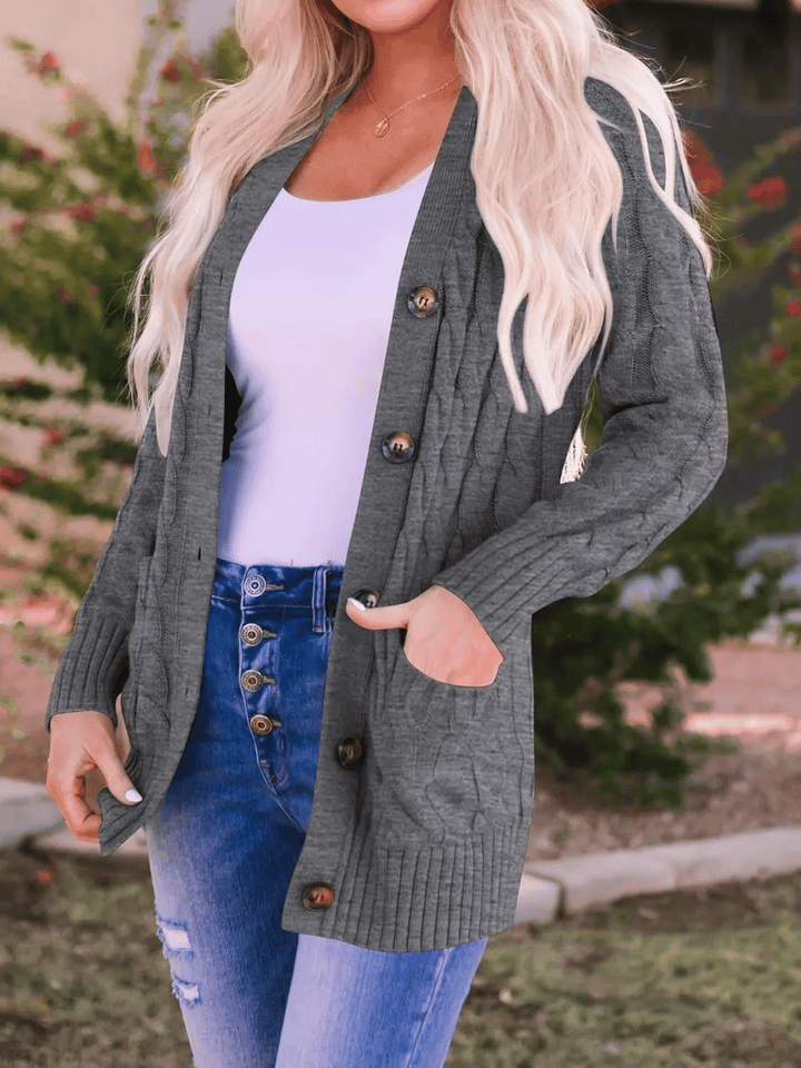Drune | Offener Strickcardigan mit Zopfmuster