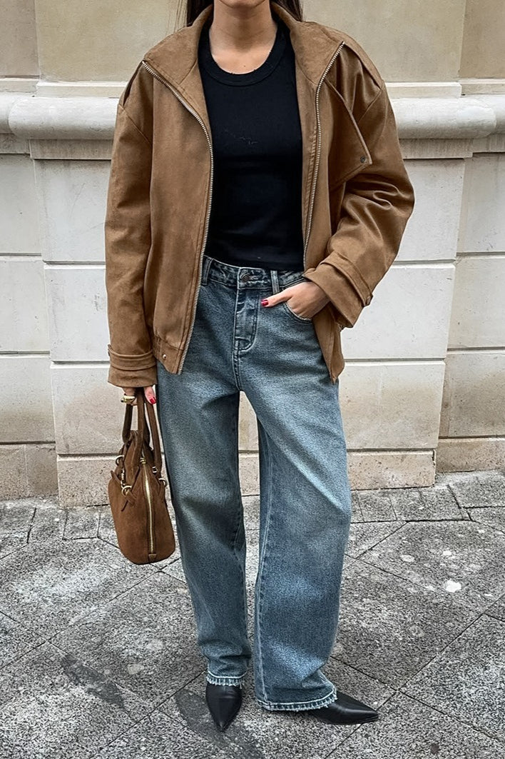 Drune | Khaki Wildleder Kragenjacke