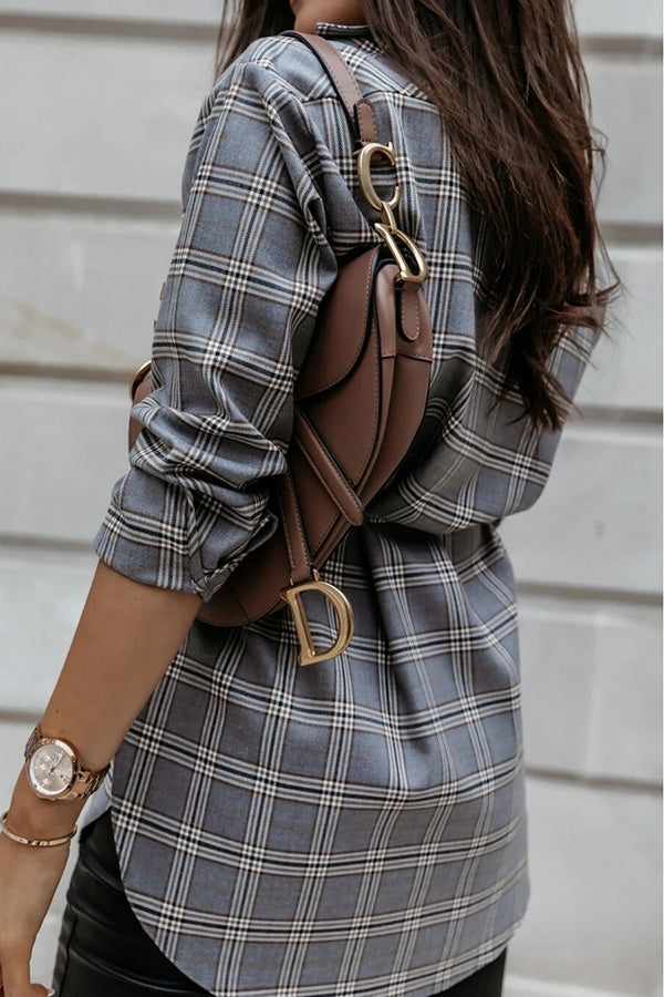 Drune | Grab My Hand Karierter Button-Up Gürtel Hemd