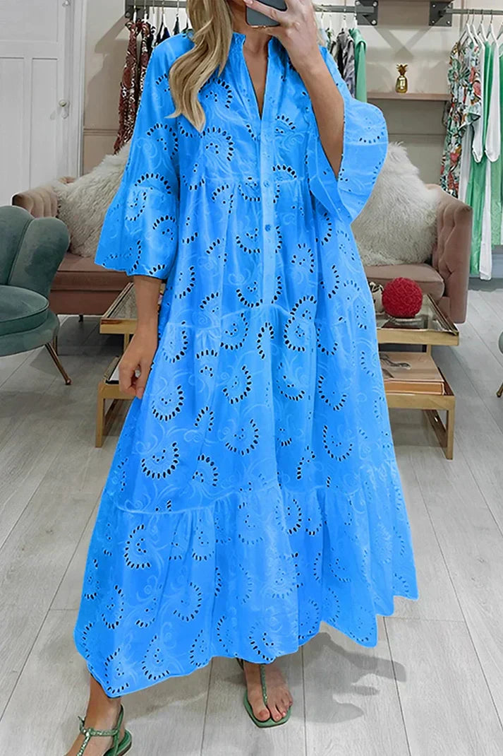 Drune | Elegantes Kleid mit Lochstickerei