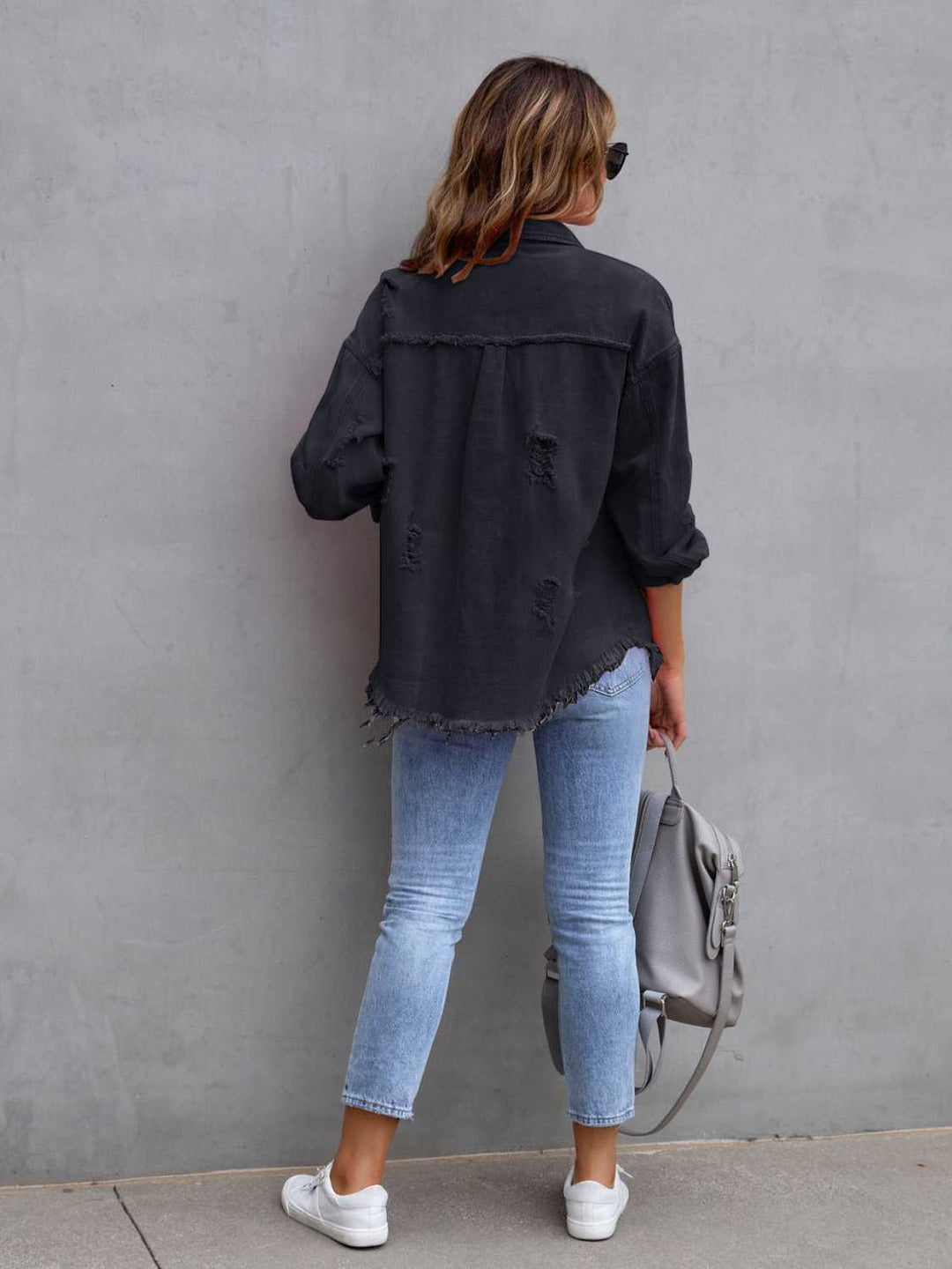 Drune | Distressed Drop Shoulder Denimjacke