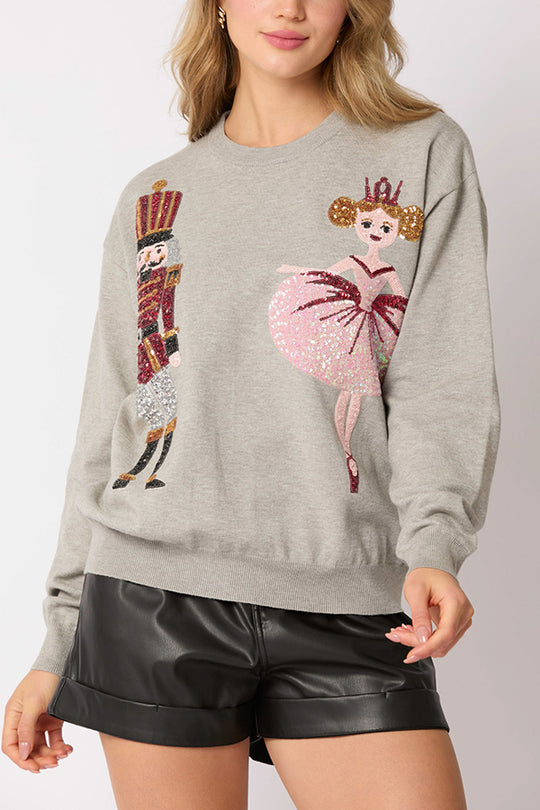 Drune | Weihnachtssoldat Pailletten Mode Lässiger Sweatshirt