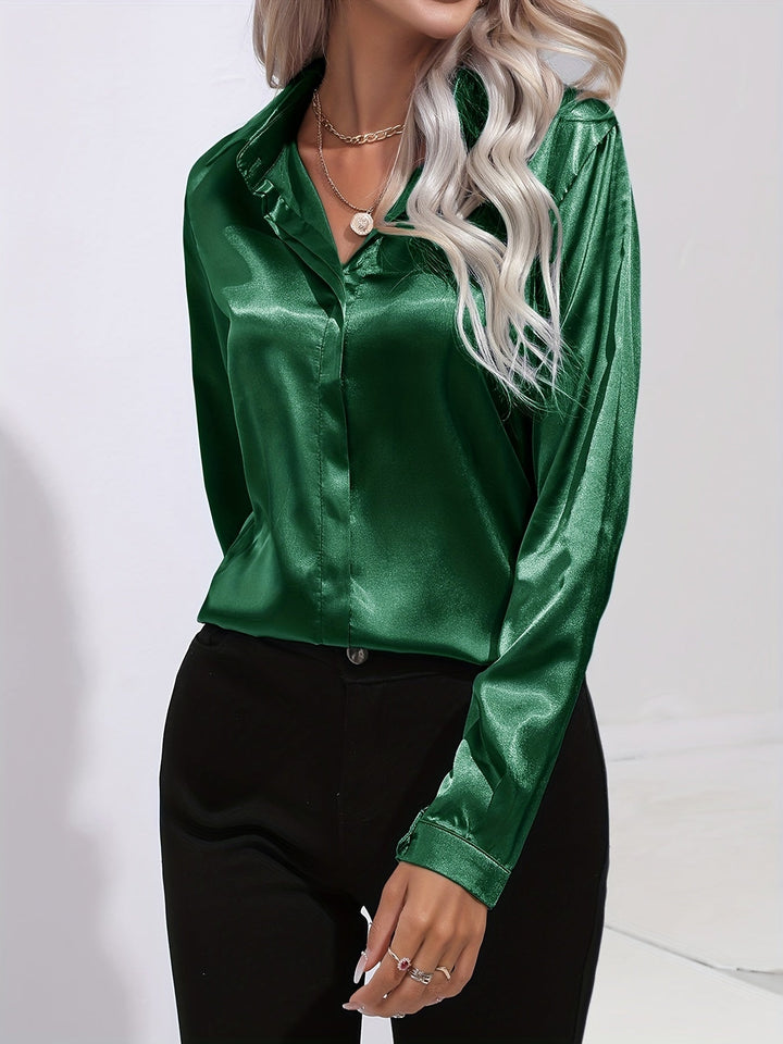 Drune | Schicke Herbst Elegante Satin Bluse für Frauen
