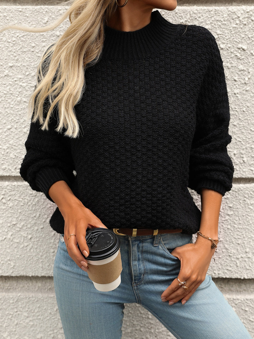 Drune | Langarm-Mock-Neck-Pullover Für Frauen