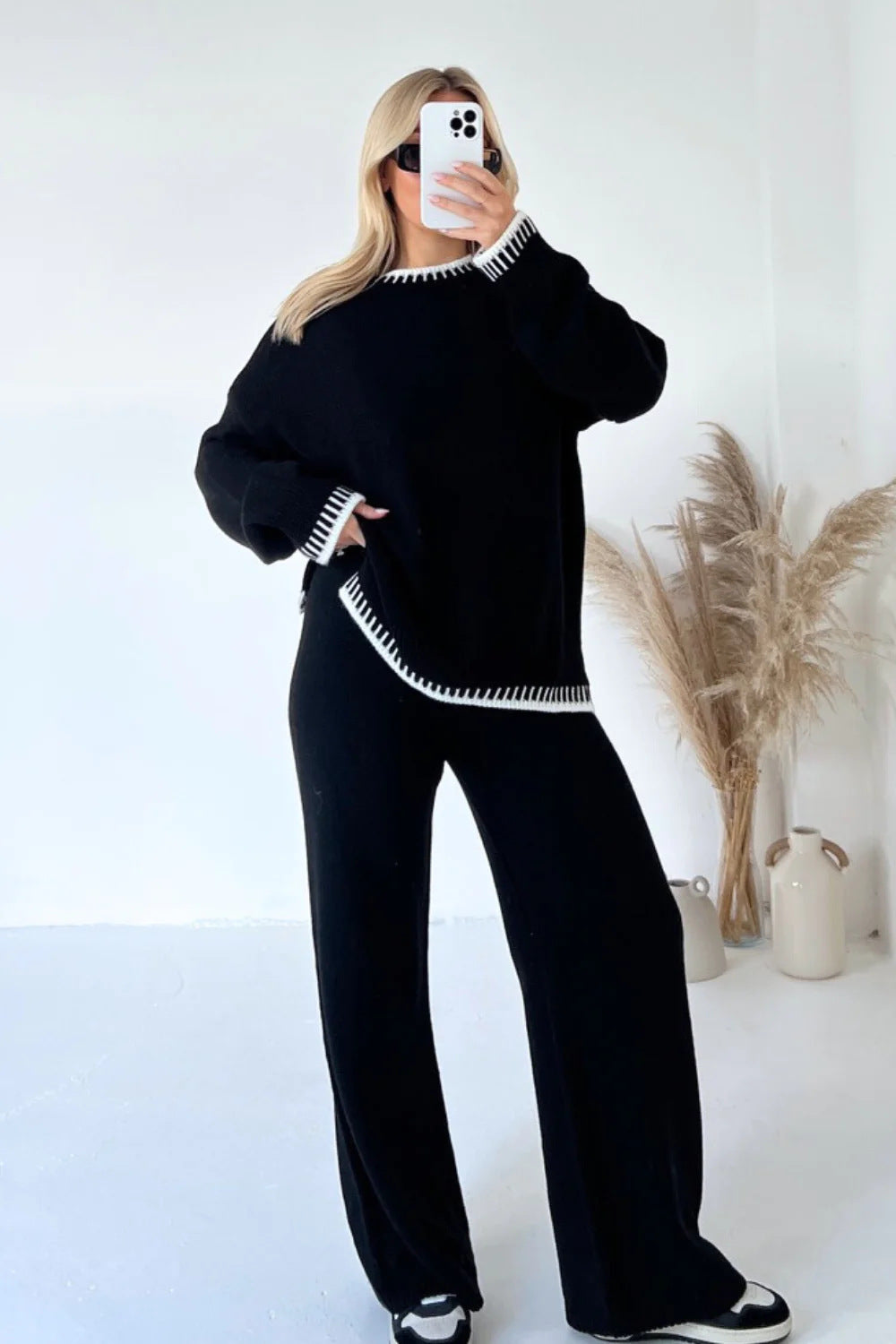 Drune | Damen Strick Zweiteiler mit Pullover und Hose