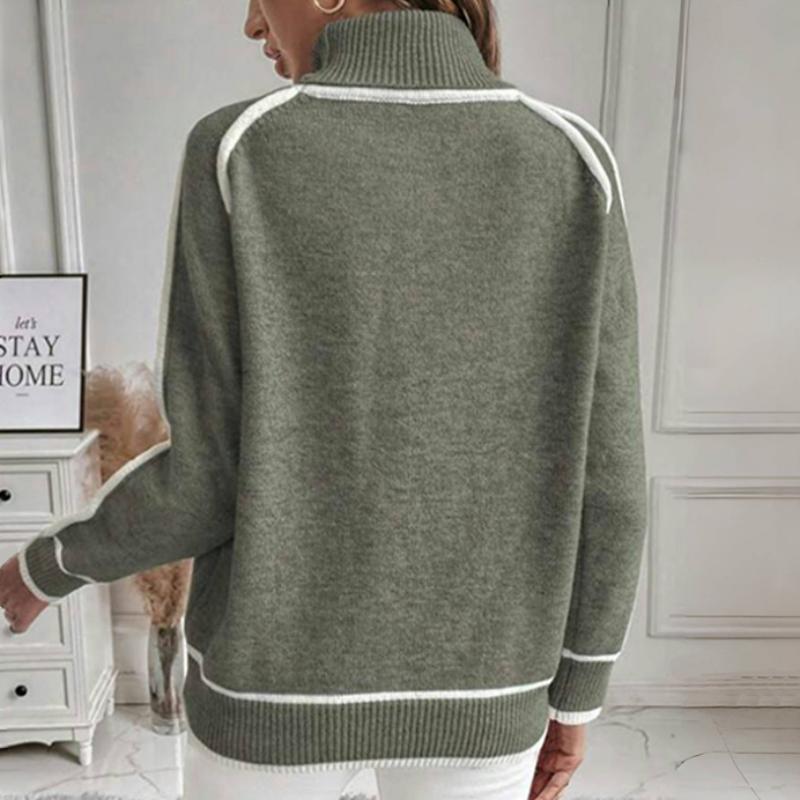 Drune | Strickpullover mit Hohem Kragen Kontrastkanten Warm und Modern