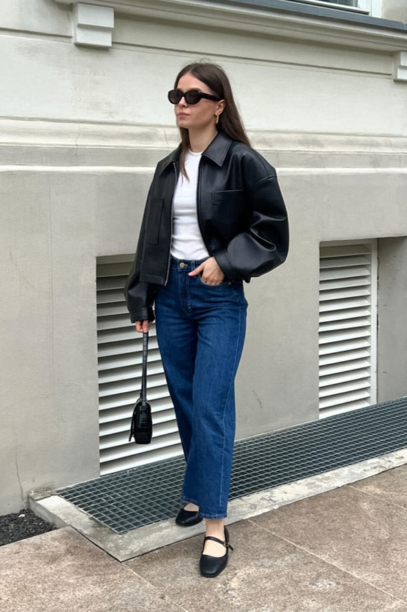 Drune | Figur Matte Leder Kurze Jacke