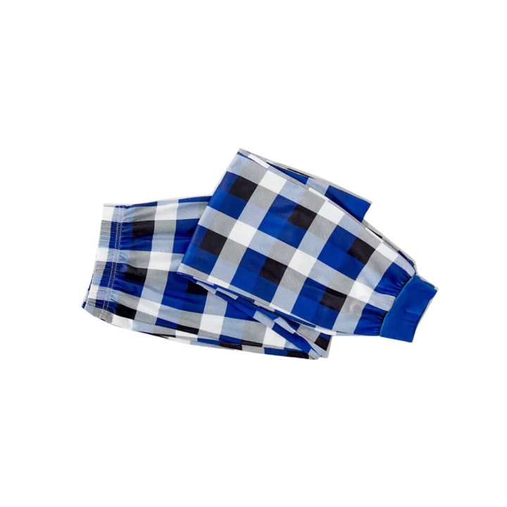 Drune | Weihnachts-Paar Blaue Karierte Pyjamas mit Make Memories Together 2025 Druck