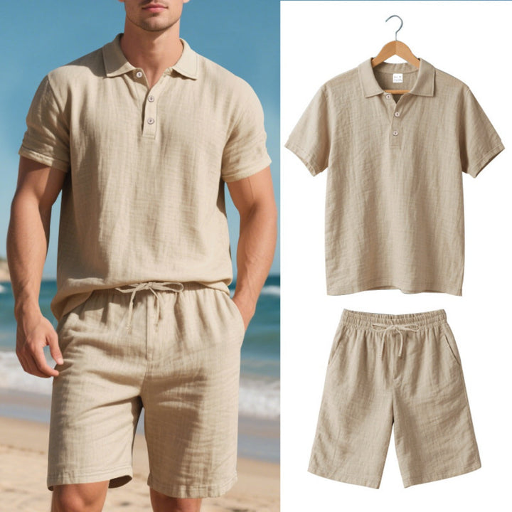 Drune | Kurzärmliges Poloshirt und Shorts Strandanzug