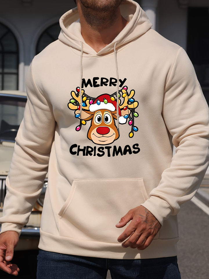 Drune | Weihnachtskapuzenpullover mit Rentierdruck Polyester Frohe Weihnachten Design