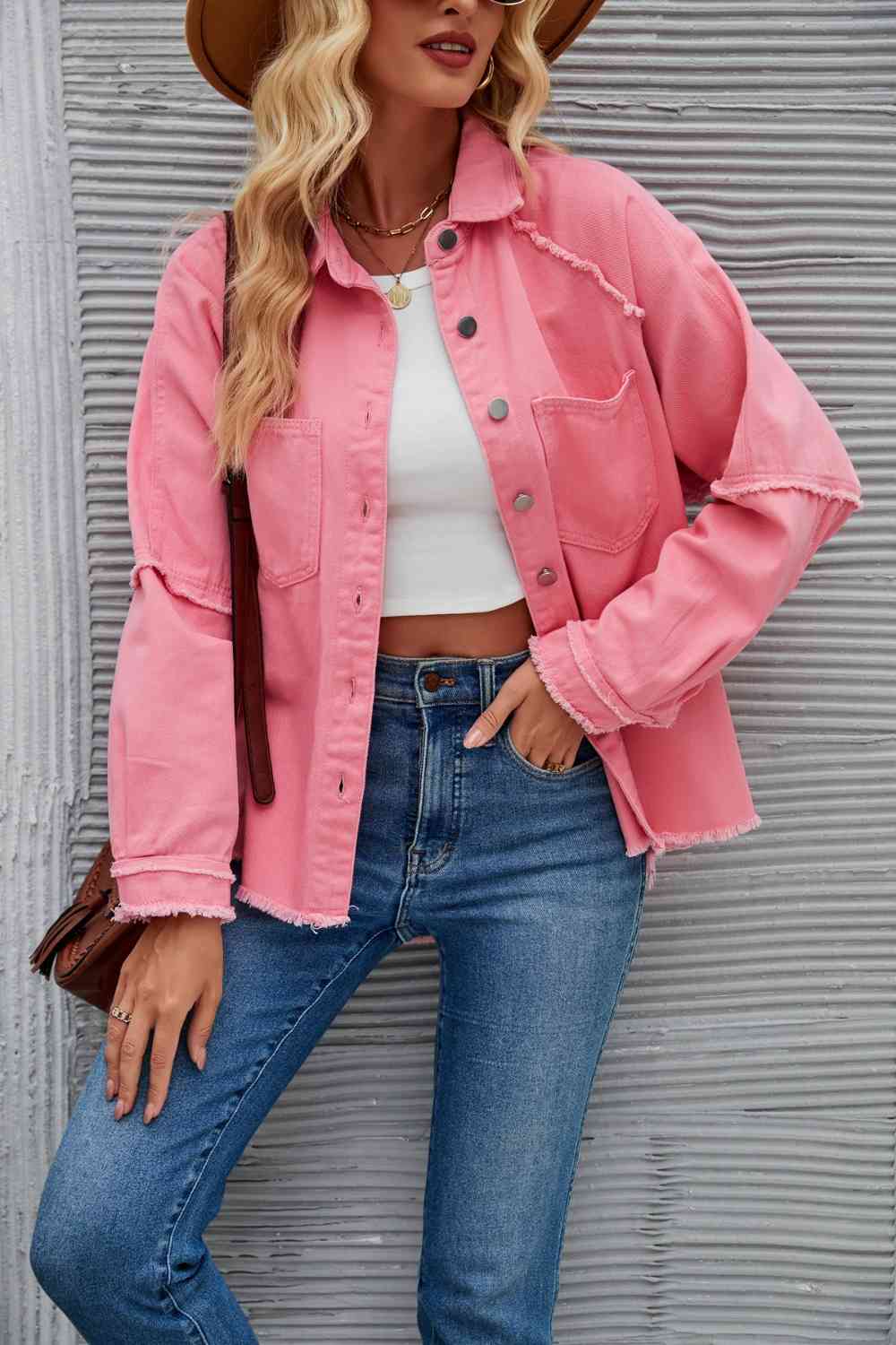 Drune | Raw Hem Kragen Denimjacke