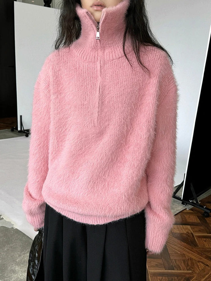 Drune | Flauschiger Pullover mit Reißverschluss