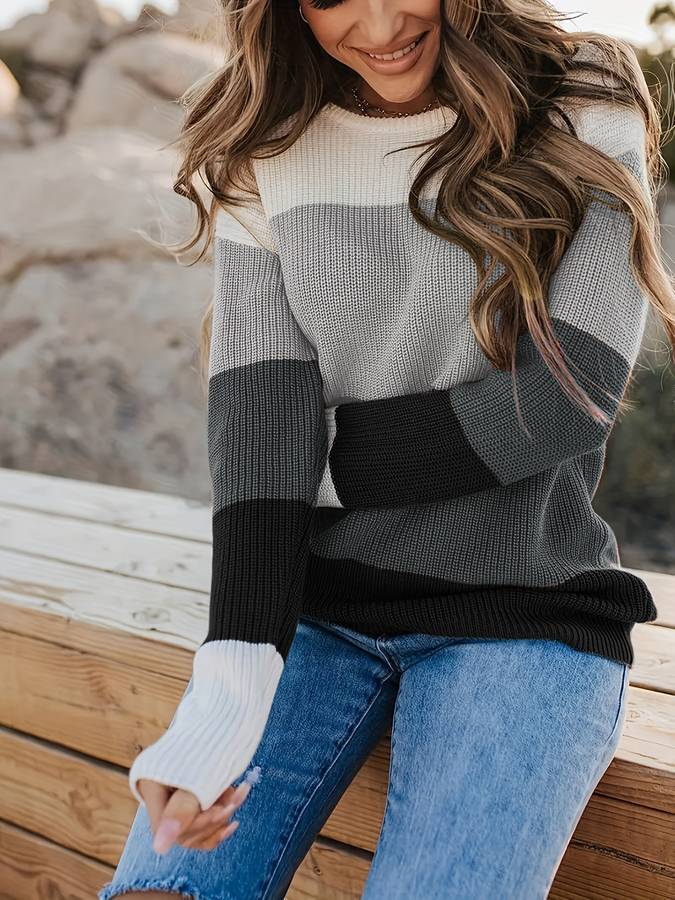 Drune | Stilvoll Gestreifter Strickpullover für Frauen