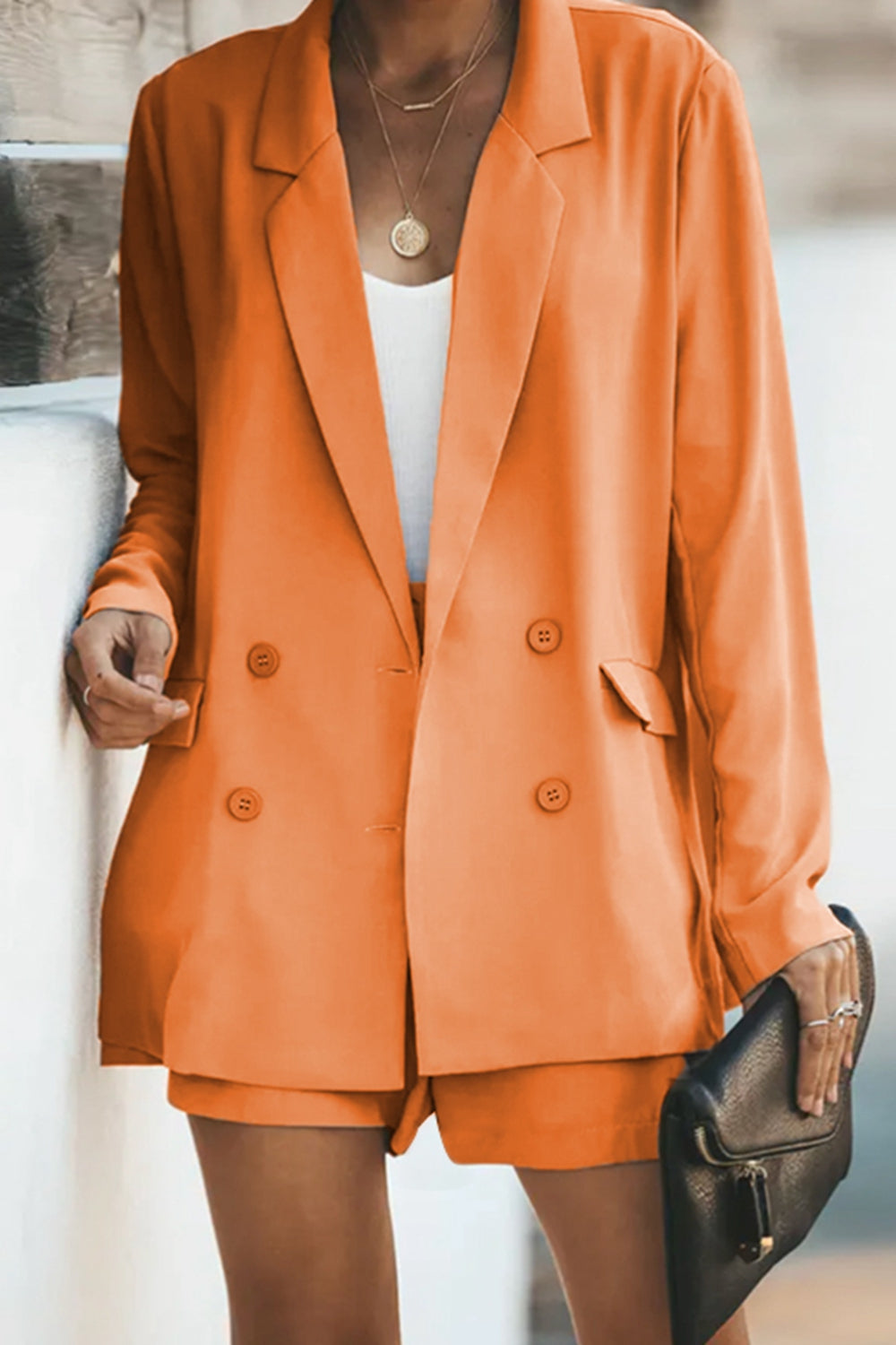Drune | Longline Blazer und Shorts Set mit Taschen