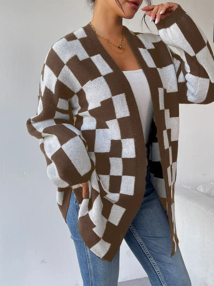 Drune | Karierter Strickcardigan
