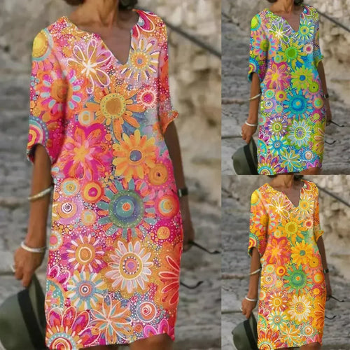 Drune | Midi-Kleid mit V-Ausschnitt und Blumenmuster
