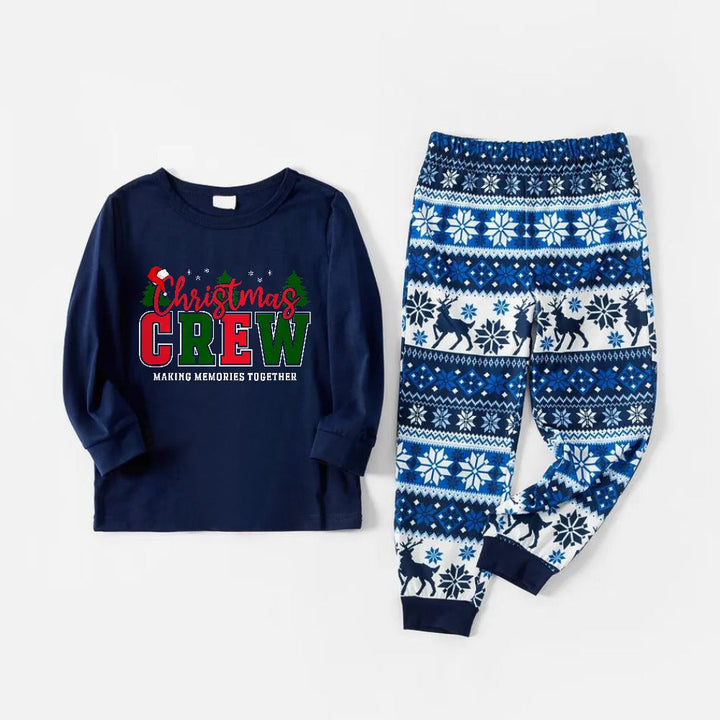 Drune | Fröhliche blaue Weihnachts-Pyjama-Set mit festlichen Urlaubsslogans