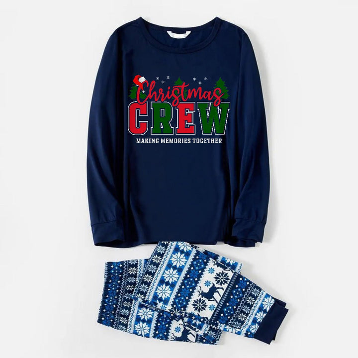 Drune | Fröhliche blaue Weihnachts-Pyjama-Set mit festlichen Urlaubsslogans