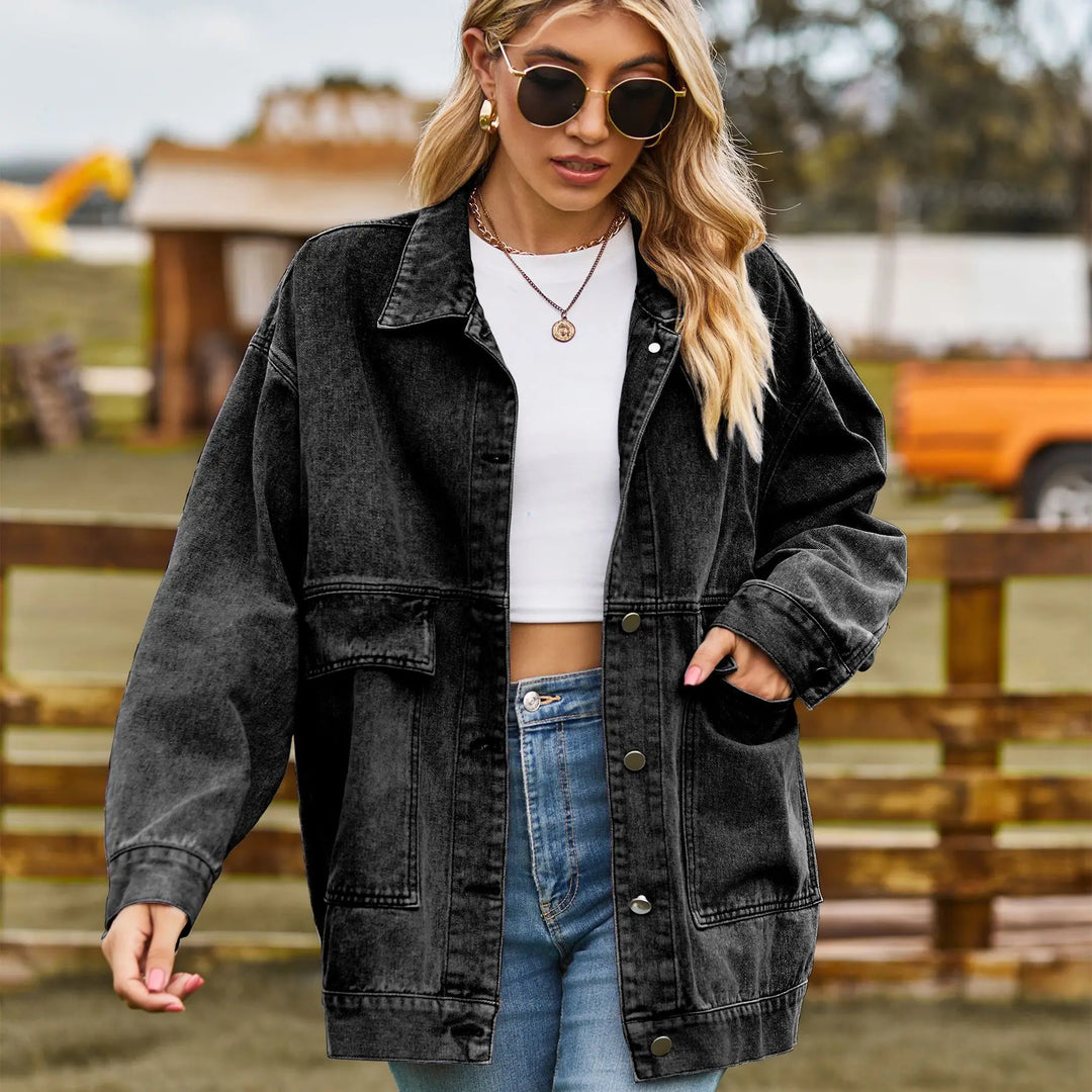 Drune | Übergröße Denim Damenjacke mit Bequemer Passform